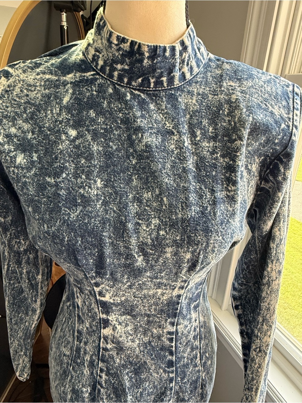 Vintage Mara Jjrs Of California Acid-Wash Blue High-Neck Denim Dress Size 5 View 2